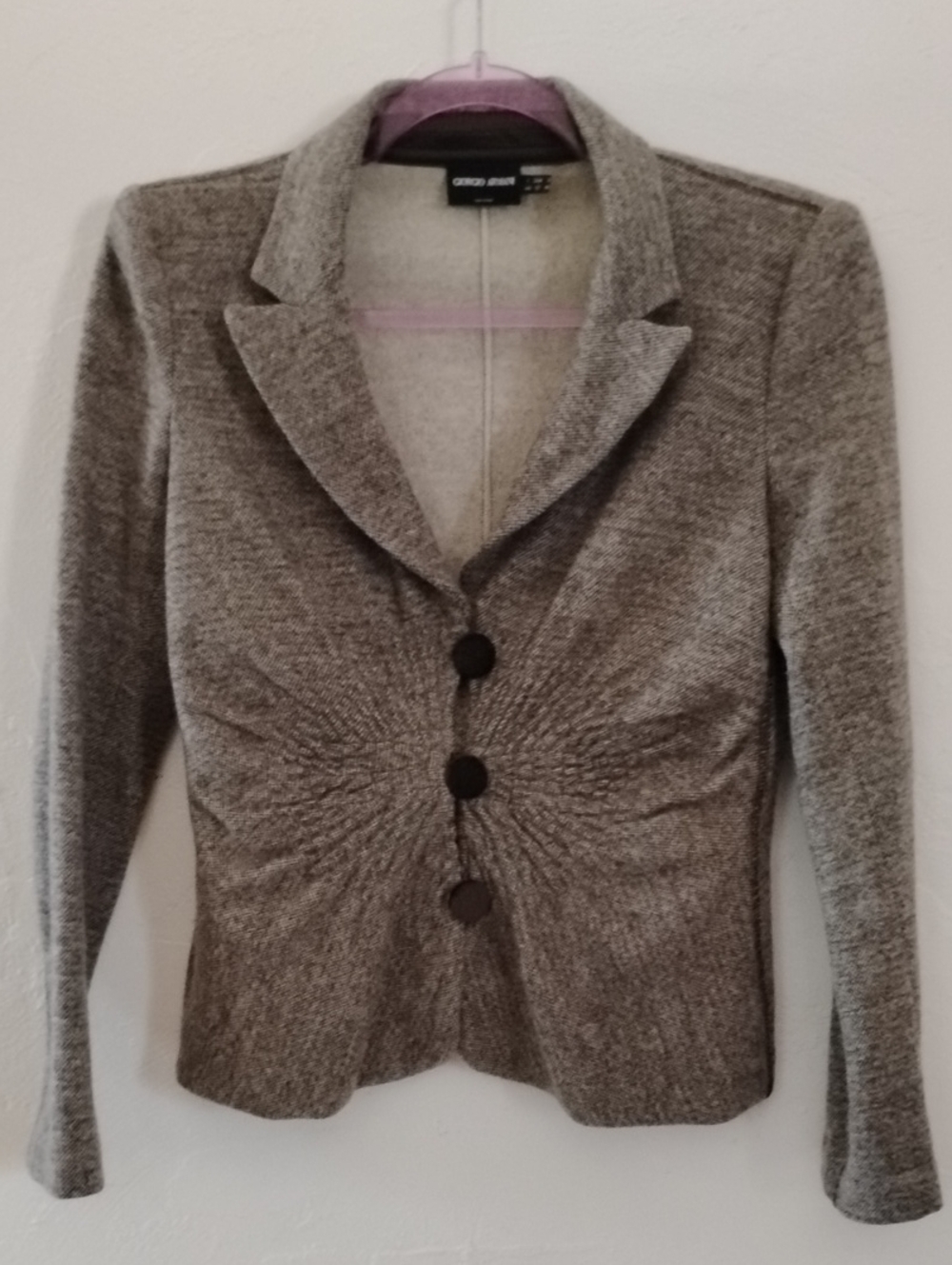 Giorgio Armani Gray Tweed Cashmere Blazer with Button Front Sz 10 Lk New